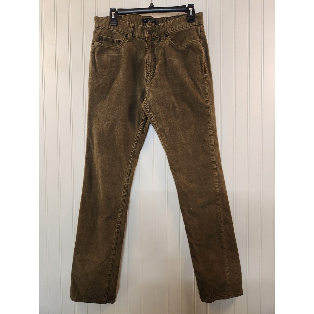 Banana Republic Mens Slim Fit Corduroy Pants Olive Brown 30x32 Stretch Cotton